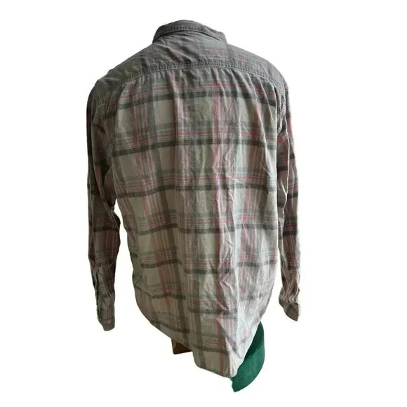 Tommy Bahama men’s flannel button up peach and gray plaid extra large - Picture 4 of 5